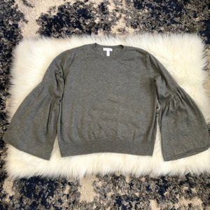 Leith medium gray bell sleeve sweater